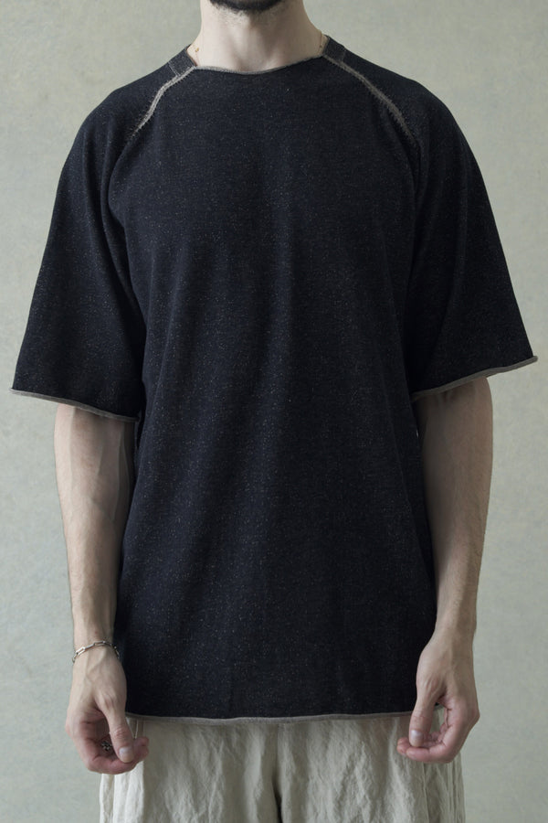 DEVOA 24 spring and summer woven cotton half-sleeved T-shirt SKC-TCS1 black